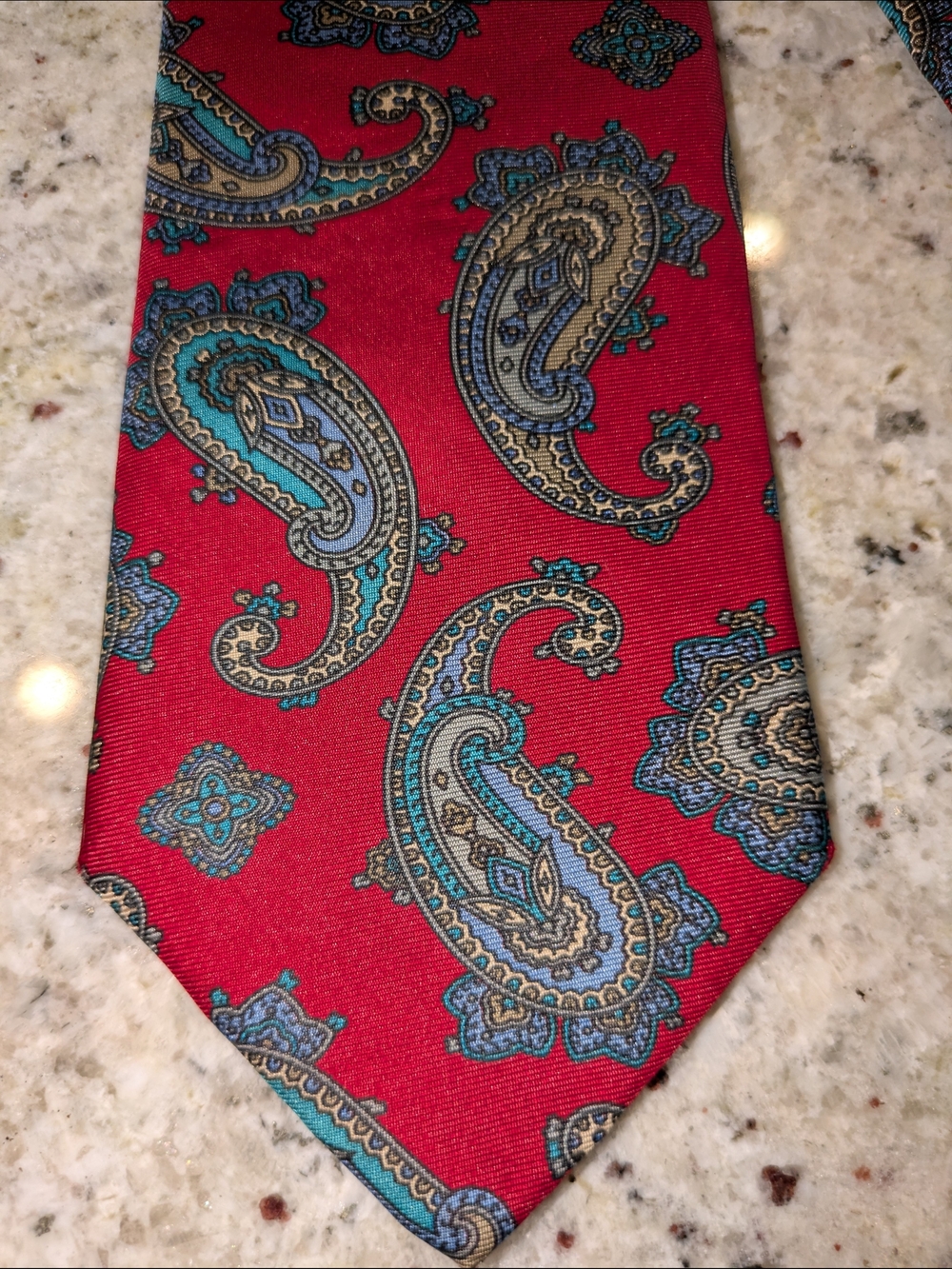 Vintage Christian Dior 100% Silk Red Paisley Neck Tie Made in USA Woven Italy